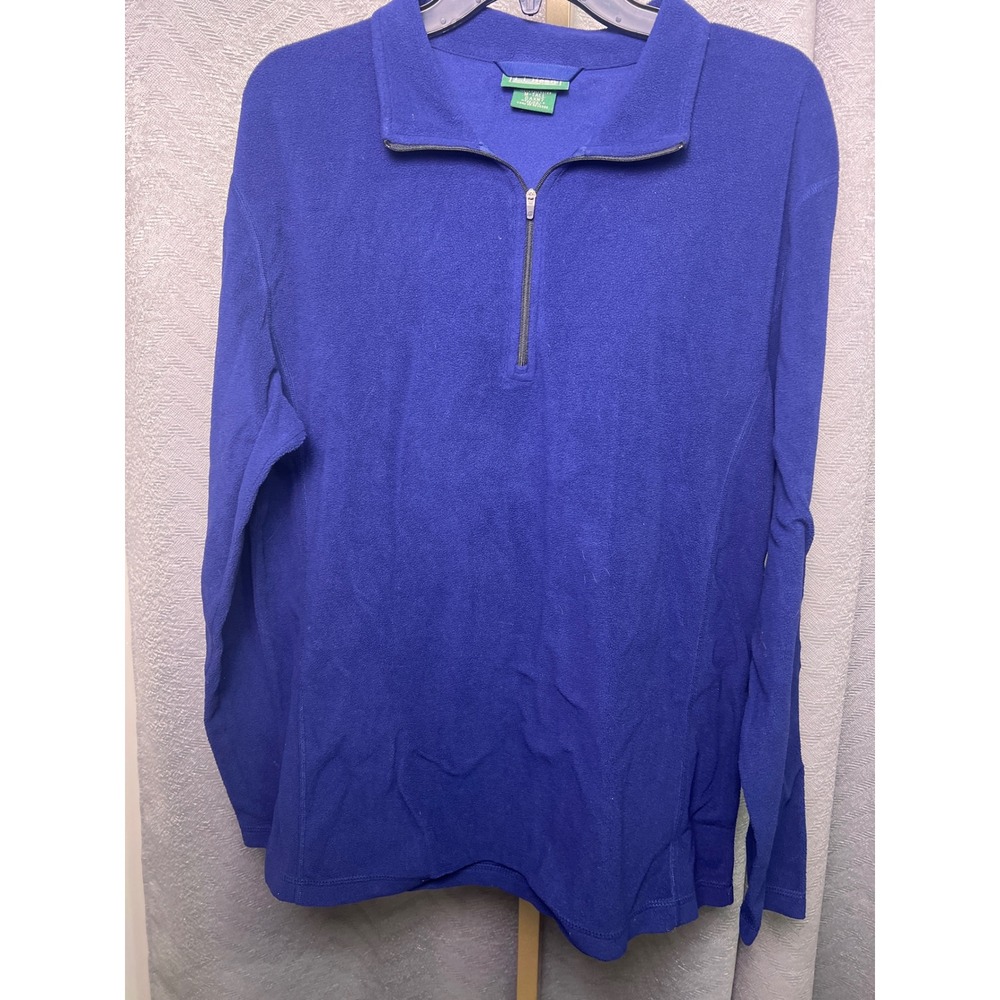 LL Bean 1/4 Zip Fleece Mens Size Large Tall Navy Blue Long Sleeve Pullover